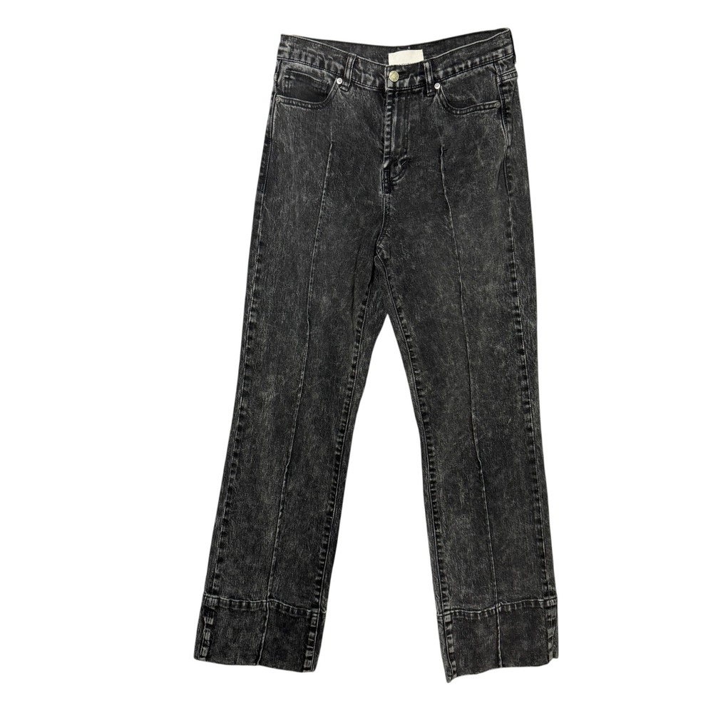 Habitual Straight Leg Jeans Women Size 6/28 Black Acid Wash High Rise Seam Denim